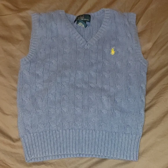 Polo by Ralph Lauren Boy's Light Blue V-Neck Sweater Vest - Picture 1 of 4